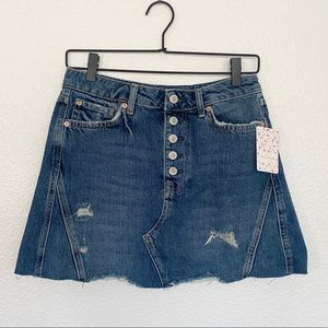 Free People Distressed Denim Mini Skirt